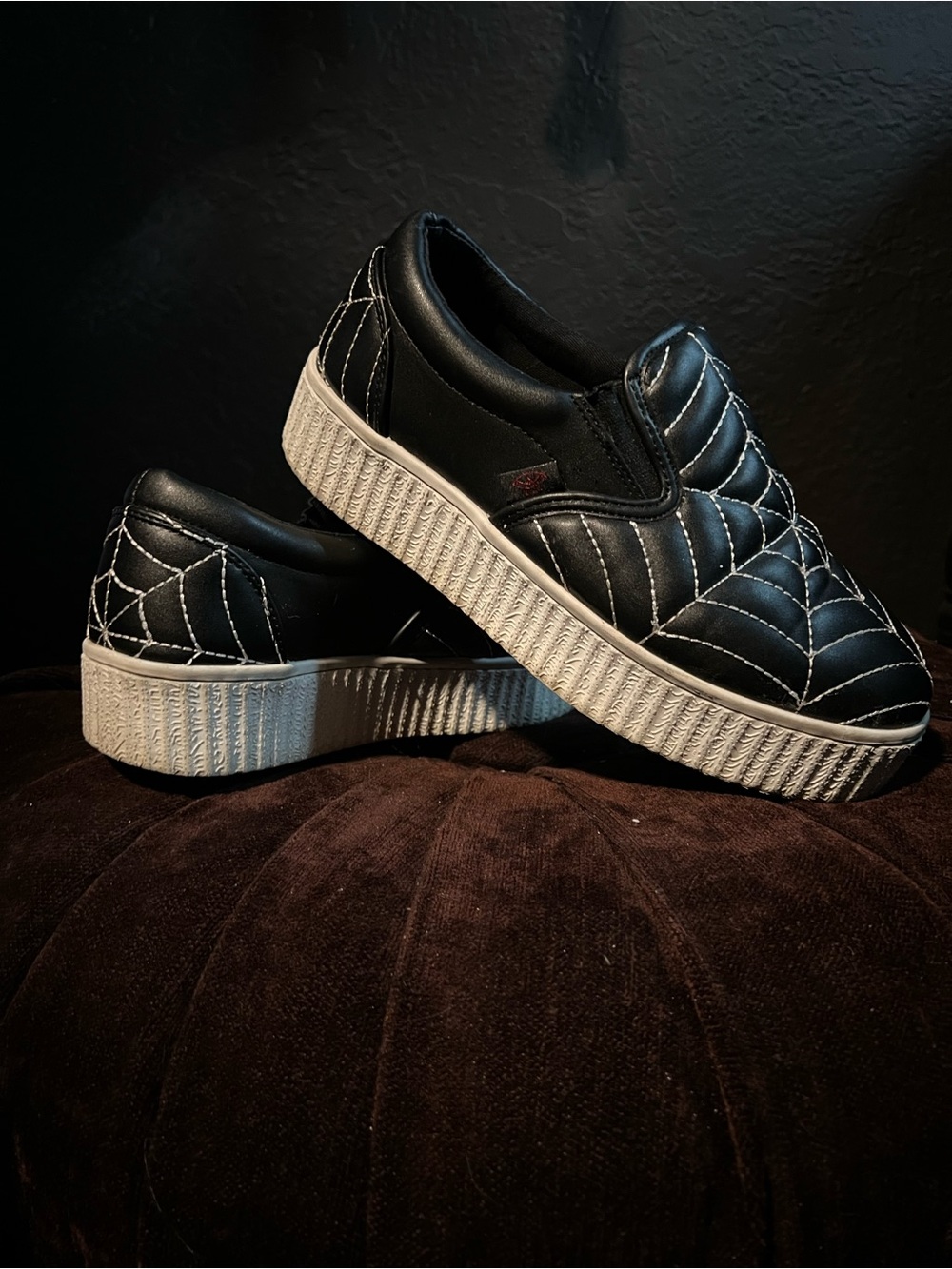 Strange Cvlt spiderweb slip on sneakers